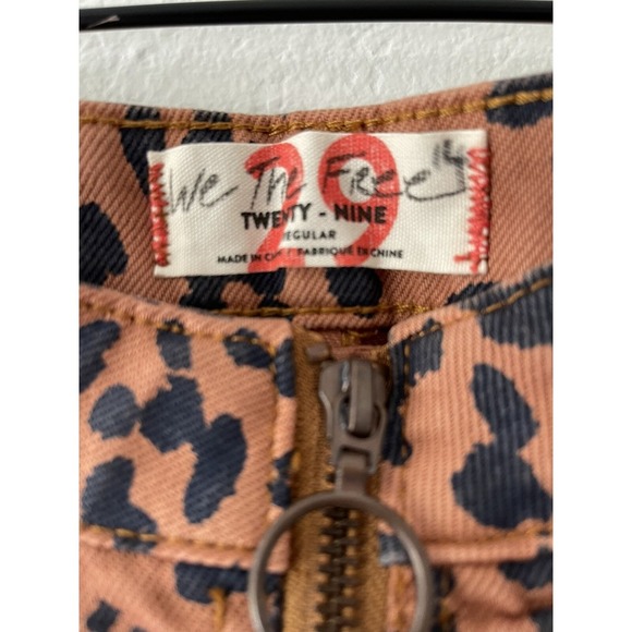 Free People Skirt Mini Zip It Up Denim Leopard Animal Print  Women Sz - Picture 8 of 8